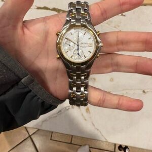 Seiko Silver and Gold Chronograph Watch